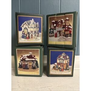 Lot 4 Crystal Falls Village Christmas Unity Church Fire Station Tailor Shop +